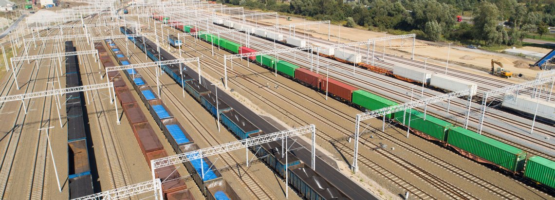 Freight trains and railway tracks